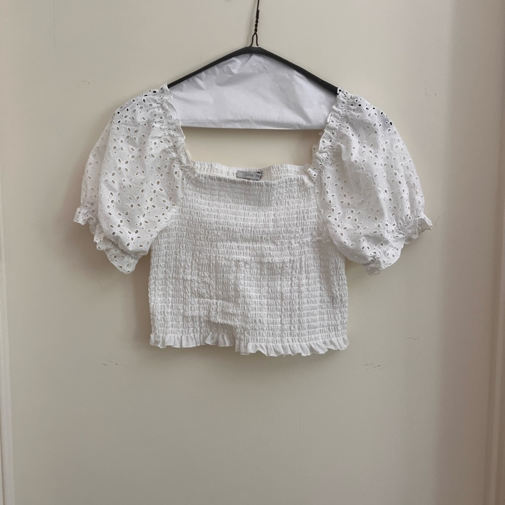 Love Tree white crop top